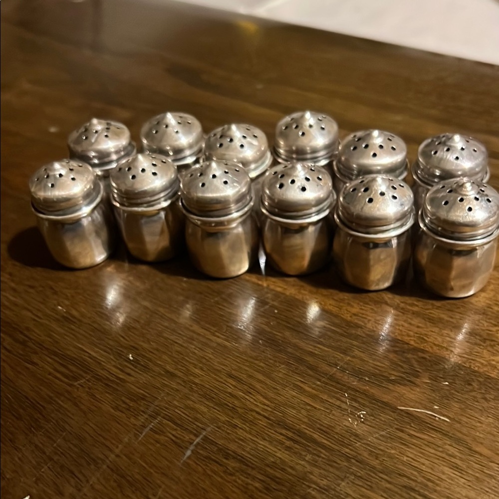 Set of Miniature Silver Salt Shakers